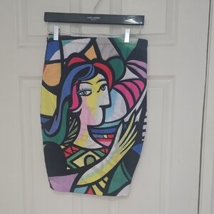 Joo Bee Red Pink Midi Pencil Skirt Cocktail NWOT